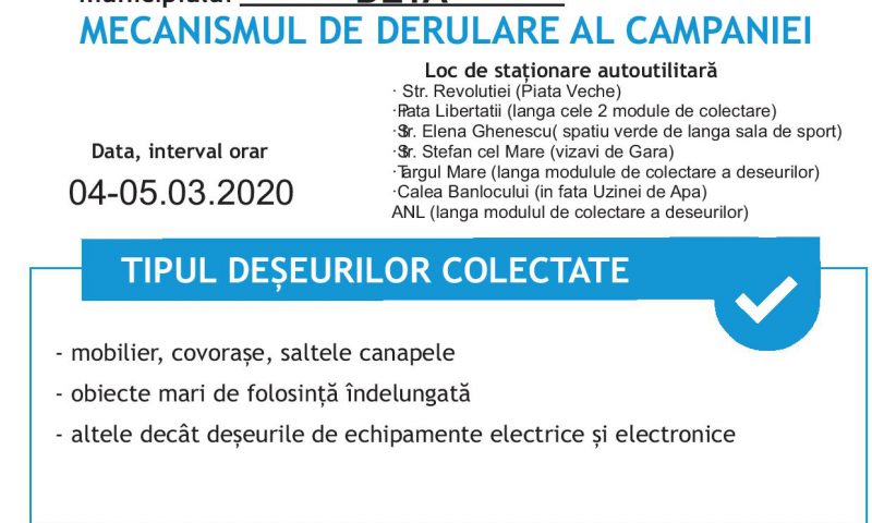 Campanie de colectare a deșeurilor voluminoase și a celor periculoase